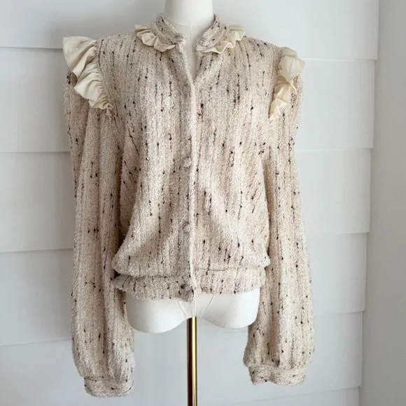 Vita Grace Textured Sweater with Ruffle Trim size L - Picture 7 of 7